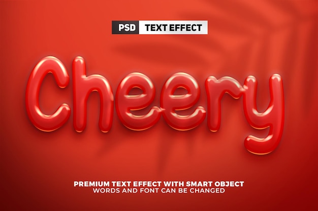 PSD glossy cherry 3d editable text effect style mock up