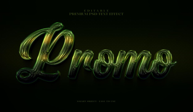 PSD glossy chrome green editable premium psd 3d text effect