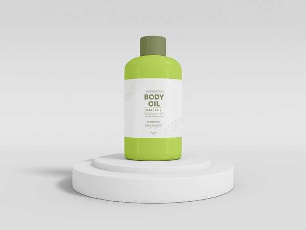 Glossy Cosmetic Body Oil Bottle Packaging Mockup