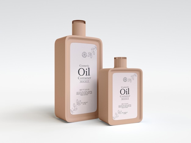 Glossy Cosmetic Body Oil Bottle Packaging Mockup