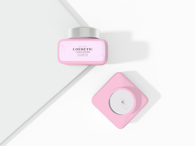 Glossy Cosmetic Cream Container Packaging Mockup