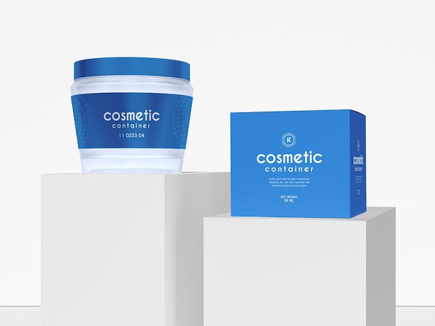 Glossy Cosmetic Cream Container Packaging Mockup