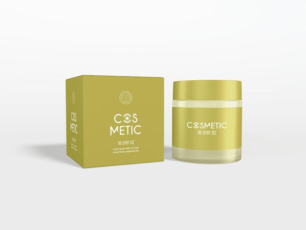 Glossy Cosmetic Cream Jar Packaging Mockup