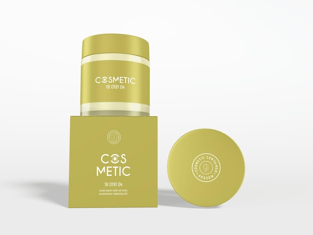 Glossy Cosmetic Cream Jar Packaging Mockup