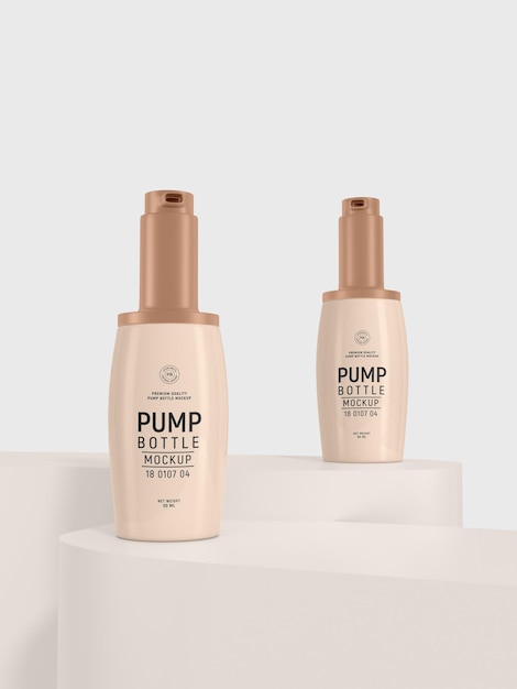 Glossy Cosmetic Pump Bottle Branding Mockup