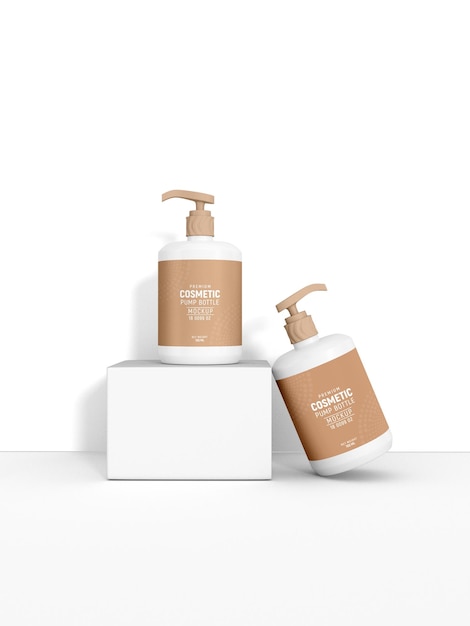 Glossy Cosmetic Pump Bottle Branding Mockup