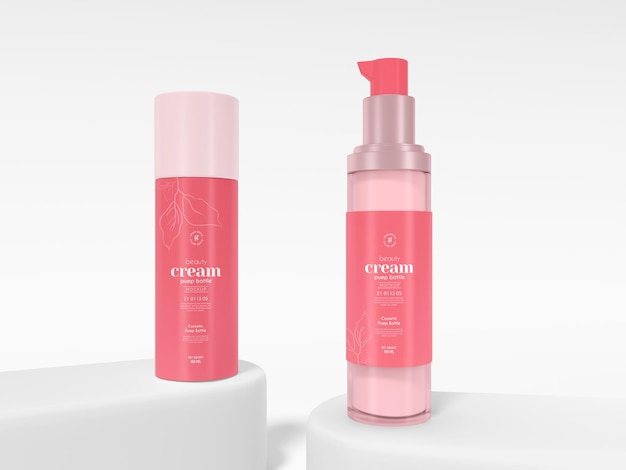 Glossy Cosmetic Pump Bottle Branding Mockup