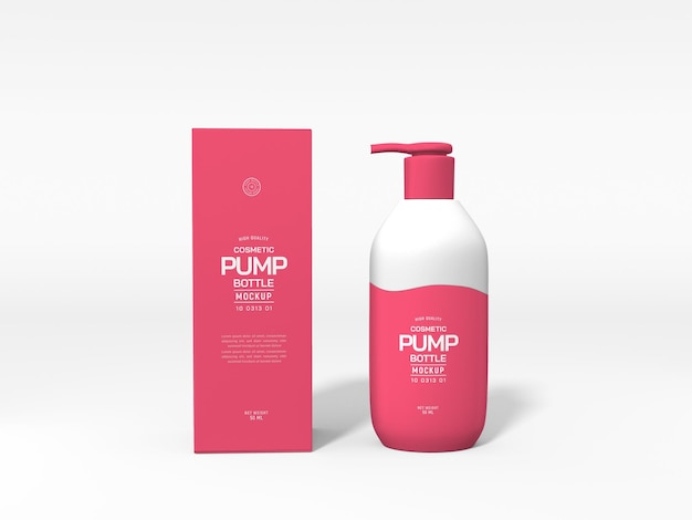 Glossy Cosmetic Pump Bottle Branding Mockup