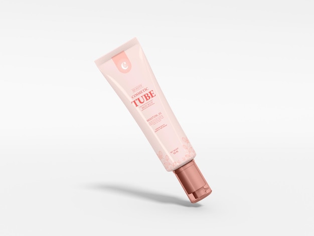 Glossy Cosmetic Pump Tube Packaging Mockup