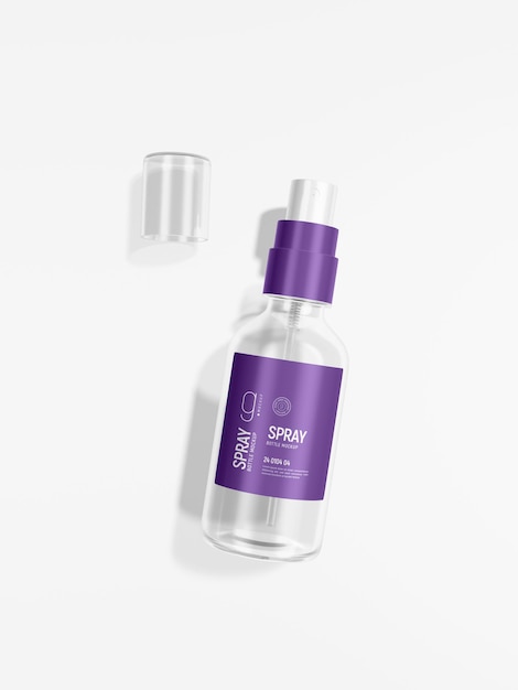 Glossy Cosmetic Spray Bottle Branding Mockup