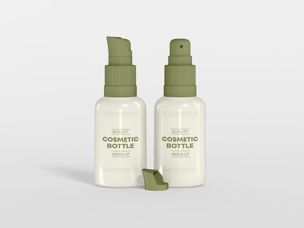 Glossy Cosmetic Spray Bottle with Box Mockup