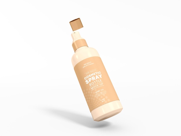 Glossy Cosmetic Spray Bottle with Box Mockup