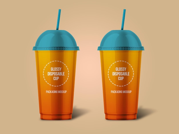 PSD glossy disposable cup mockup