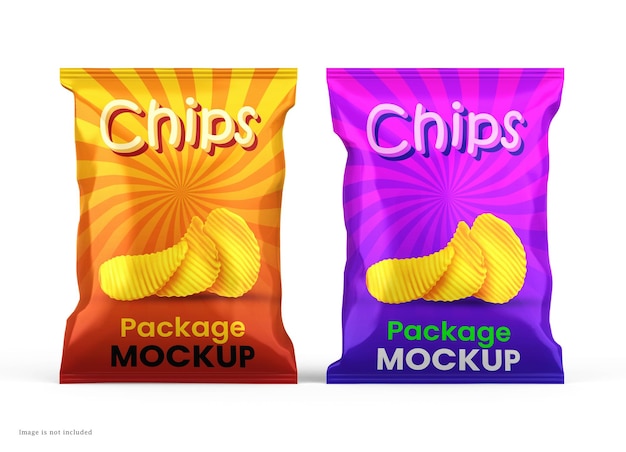 Glossy foil Chips packet mockup