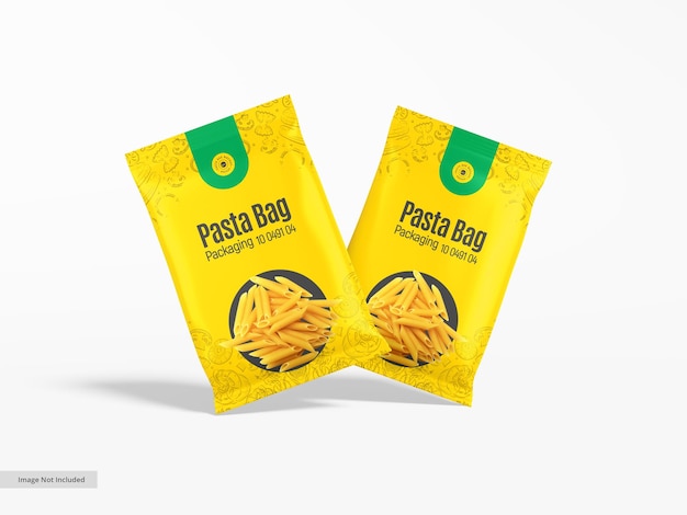 Glossy foil pasta packet packaging mockup