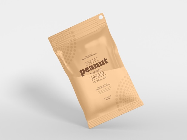 Glossy Foil Peanut Pouch Packet Packaging Mockup