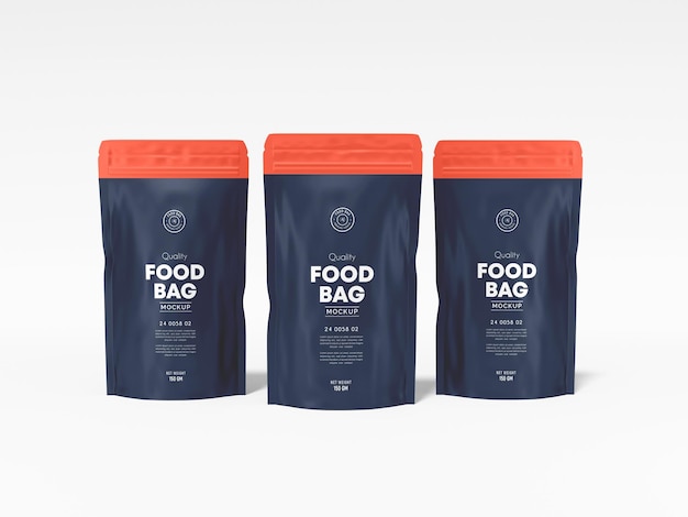 Glossy Foil stand Up Food Pouch Bag Branding Mockup