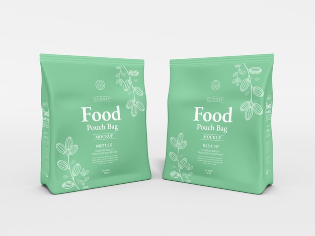 Glossy Food Pouch Bag Packaging Mockup