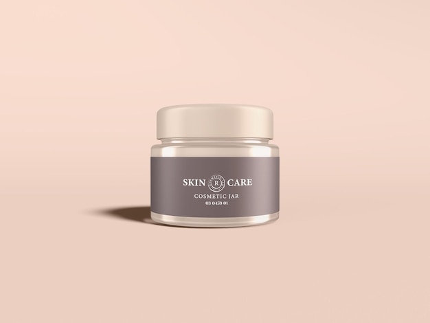 Glossy Glass Cosmetic Cream Container Branding Mockup