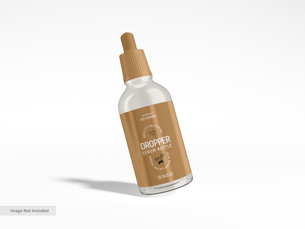 Glossy Glass Cosmetic Serum Dropper Bottle Branding Mockup