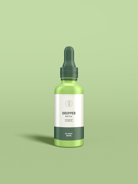 Glossy Glass Cosmetic Serum Dropper Bottle Branding Mockup