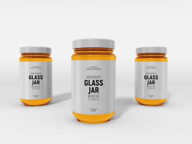 Glossy Glass Jar Label Design Packaging Mockup