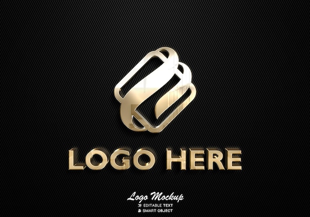 PSD glossy gold logo mockup