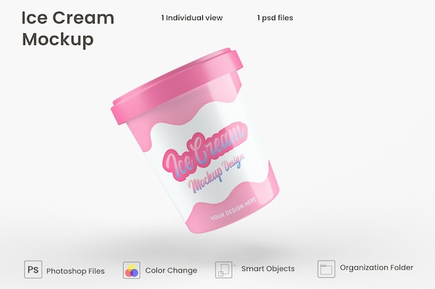 Glossy ice cream cup mockup 