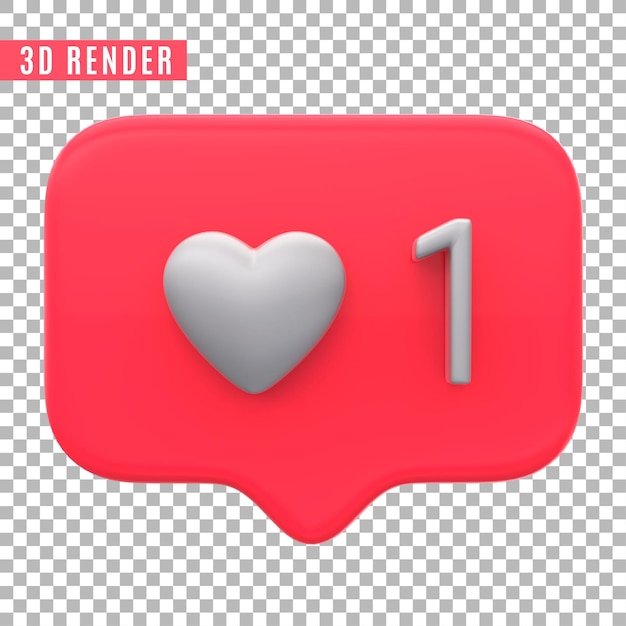 Glossy instagram like social media logo icon set 3d render isolated Premium Psd