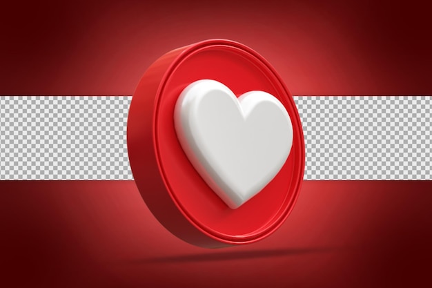 Glossy Love social media logo icon 3d rendering