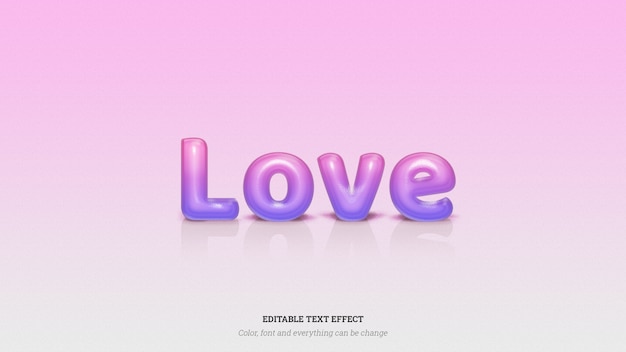 Glossy love text effect