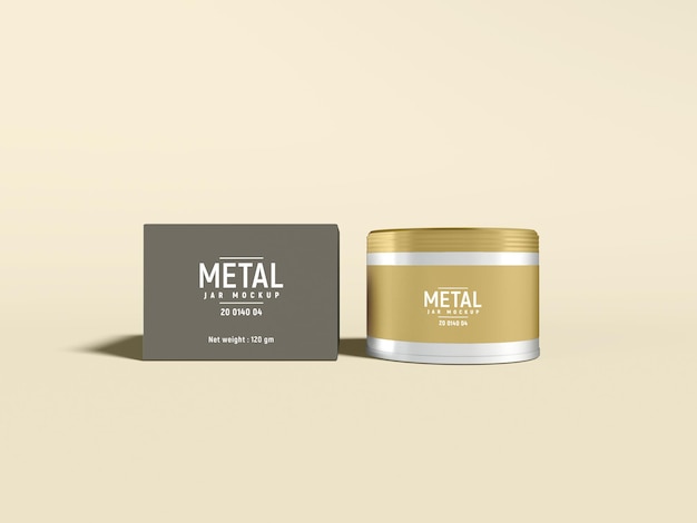 Glossy Metal Cosmetic Container Packaging Mockup