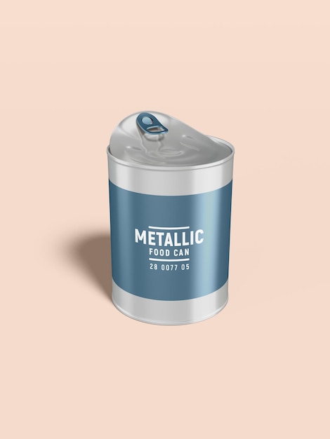 Glossy Metal Food Can Packaging Mockup