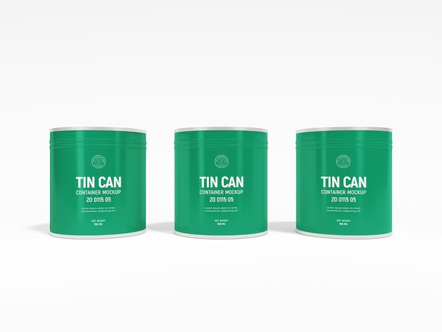 Glossy Metal Food Tin Can Packaging Mockup