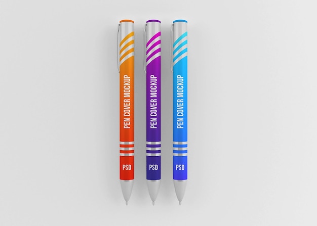 Glossy metal pen mockup with