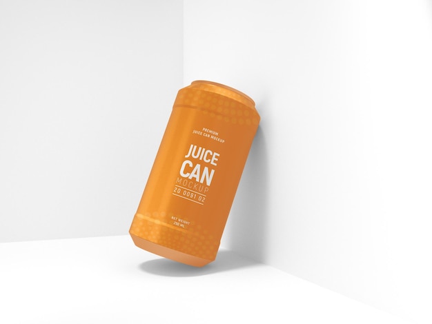 Glossy Metal Soft Drink Juice Can Branding Mockup