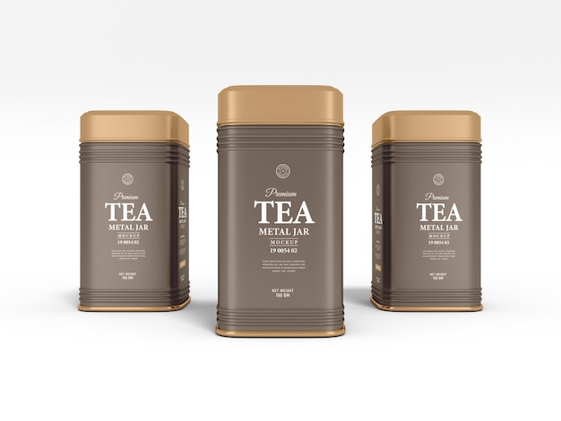 Glossy Metal Tea Jar Container Packaging Mockup