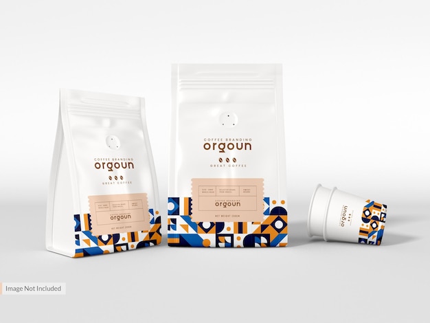 Glossy Paper Coffee Bag Packaging Mockup