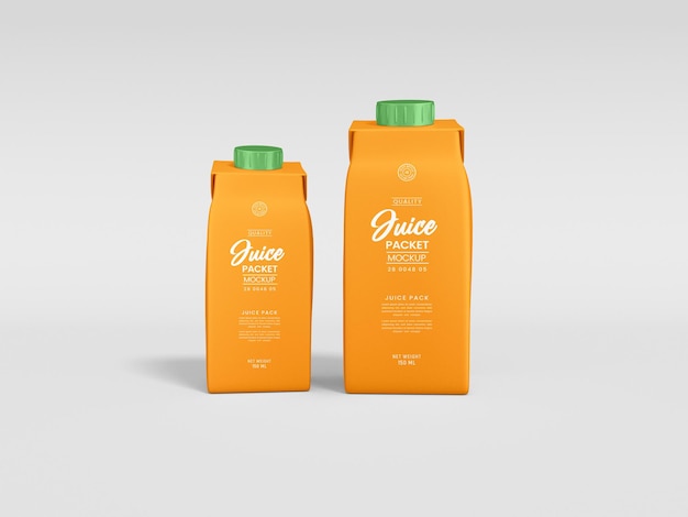 Glossy Paper Juice Carton Branding Mockup