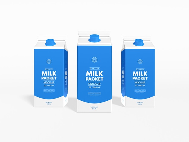 Glossy Paper Milk Carton Packaging Mockup