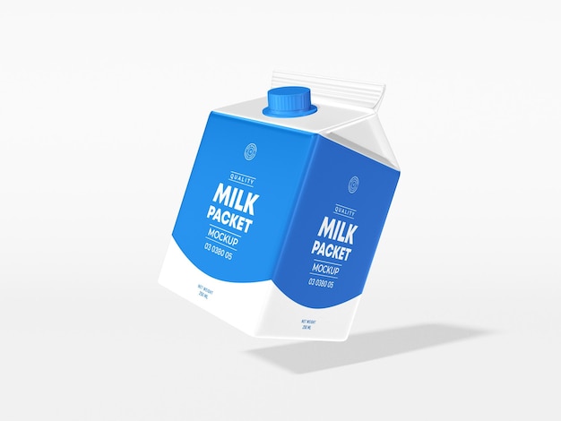 Glossy Paper Milk Carton Packaging Mockup