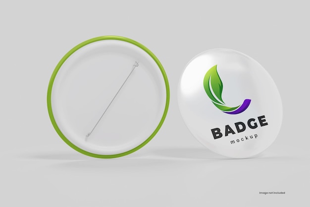 Glossy pin badge logo mockup