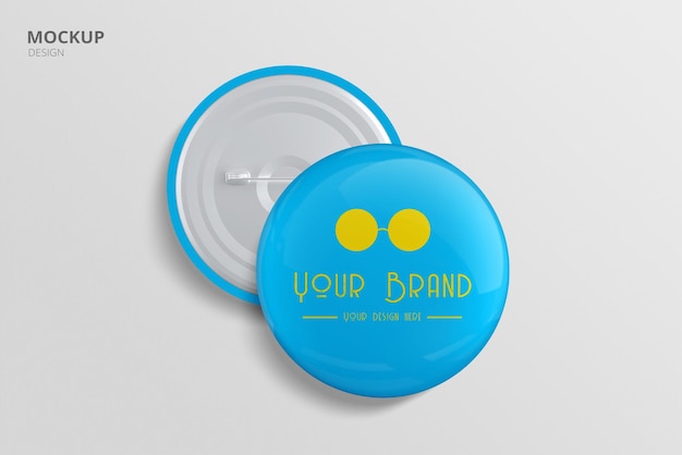 Glossy pin badge logo mockup