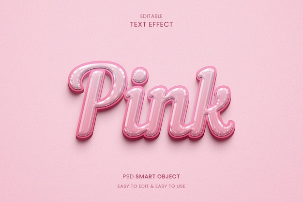 Glossy Pink 3D Editable Text Effect