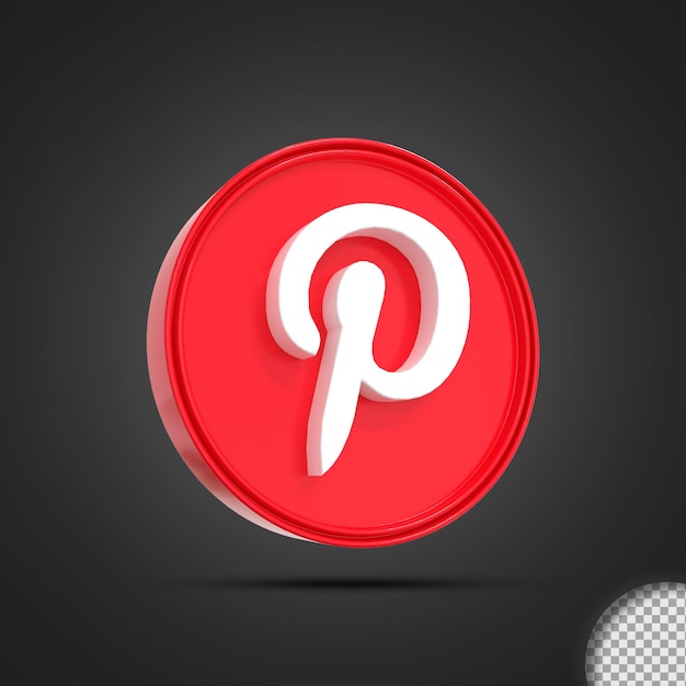 Glossy Pinterest social media logo icon 3d rendering