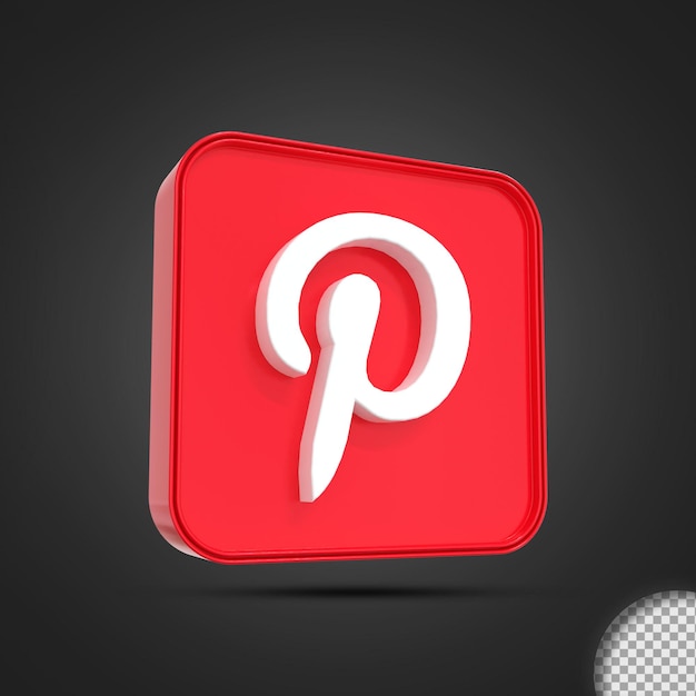 Glossy Pinterest social media logo icon 3d rendering