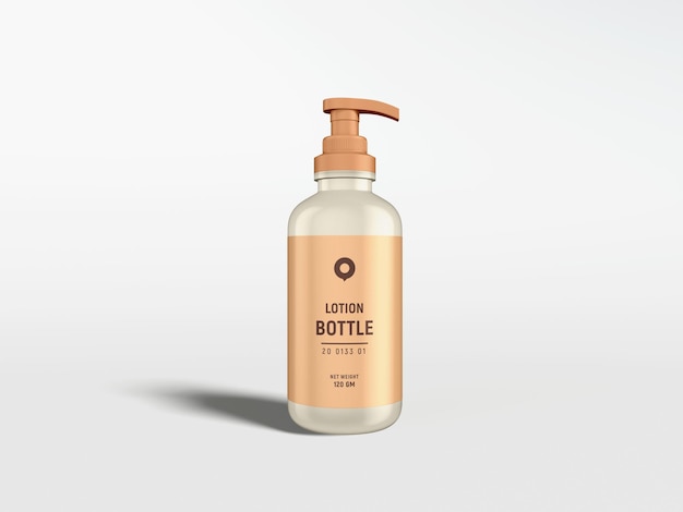 Glossy Plastic body lotion Pump Bottle Branding Mockup