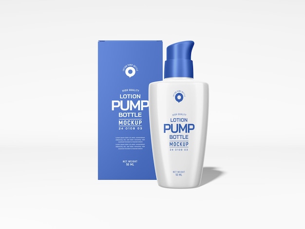 Glossy Plastic Body Lotion Pump Bottle Packaging Mockup