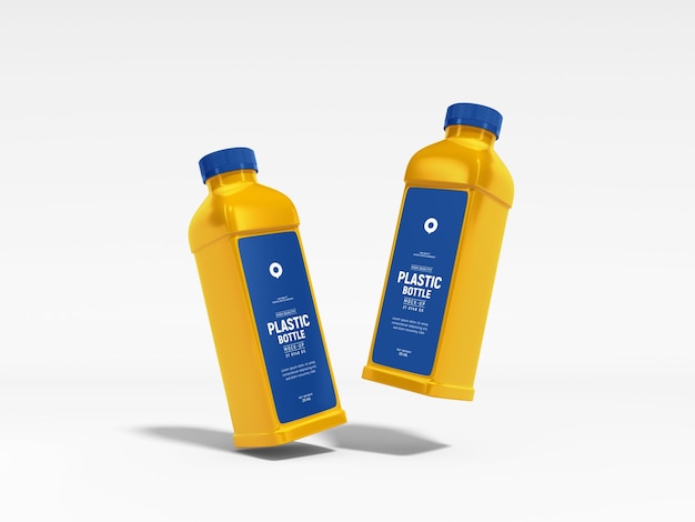 Glossy Plastic Bottle Branding Mockup