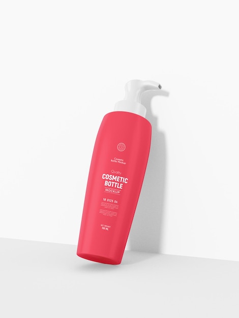 Glossy Plastic Cosmetic Body Lotion Pump Bottle Branding Mockup